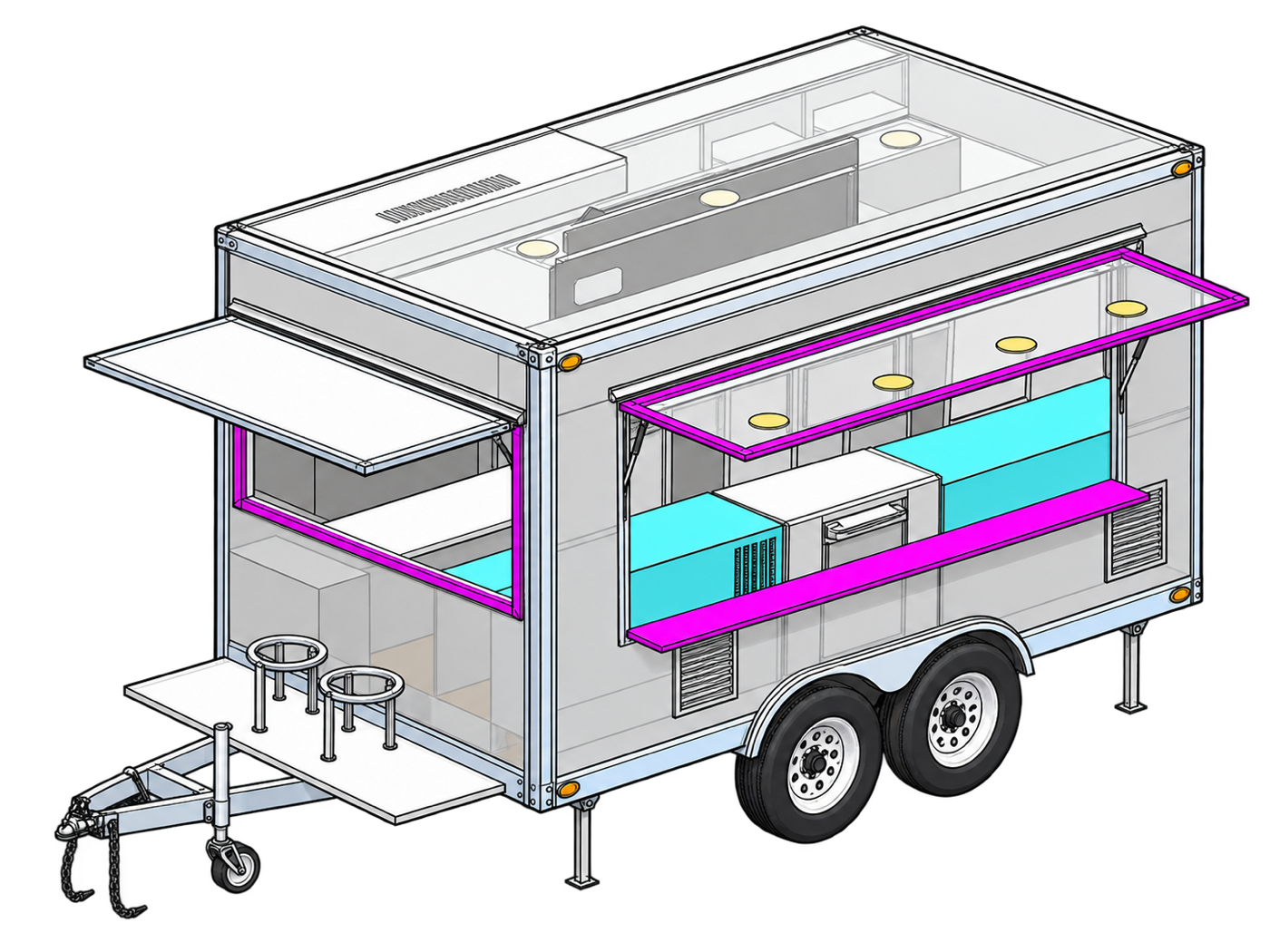 3D render of the 4m box trailer