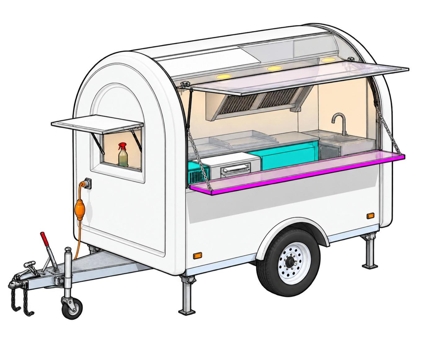 3D render of the coffee cart trailer